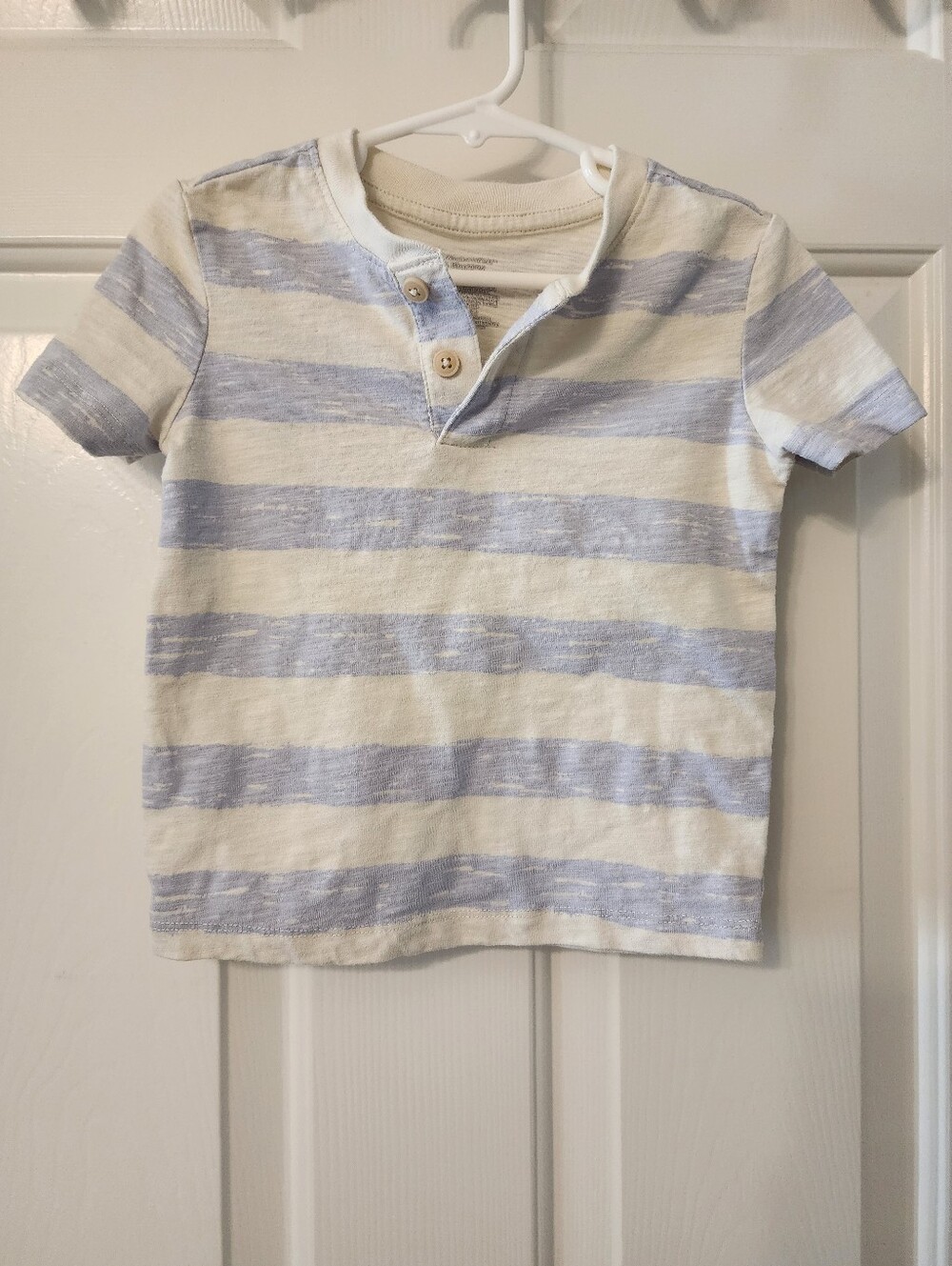 Member's Mark Toddler Boy Blue White Striped Henley Shirt 3T